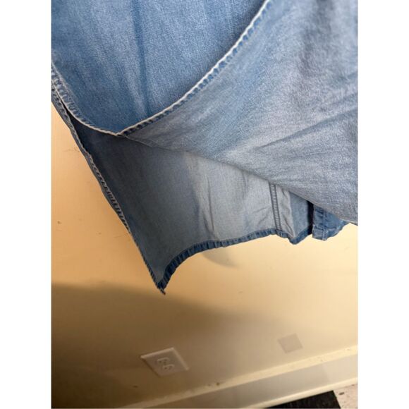J. Jill Denim Womens Maxi Skirt Size Small Blue Elastic Waist Button Front Side - Picture 2 of 4